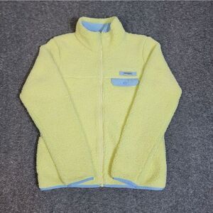 Columbia PFG Women’s Sherpa Fleece Jacket Yellow Blue Full Zip FL104 Sz M